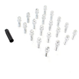 Lug Bolt 5 Lug Kit; 14 Millimeter x 1.25 Thread Size; 60 Degree Conical; Spline Drive; Acorn Duplex; 1.10 Inch Shank Length; 2.24 Inch Overall Length; 6 Spline Tool; With 20 Chrome Plated Carbon Steel Lug Bolts