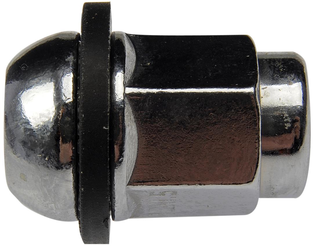 Lug Nut OE Replacement; 1.378 Inch Overall Length; 19 Millimeter Hex Size; Acorn Seat; Bagged; Chrome; Closed End; Direct Replacement; M12-1.50 Thread Size; Right Hand Thread; With Rubber Gasket; Single; Steel