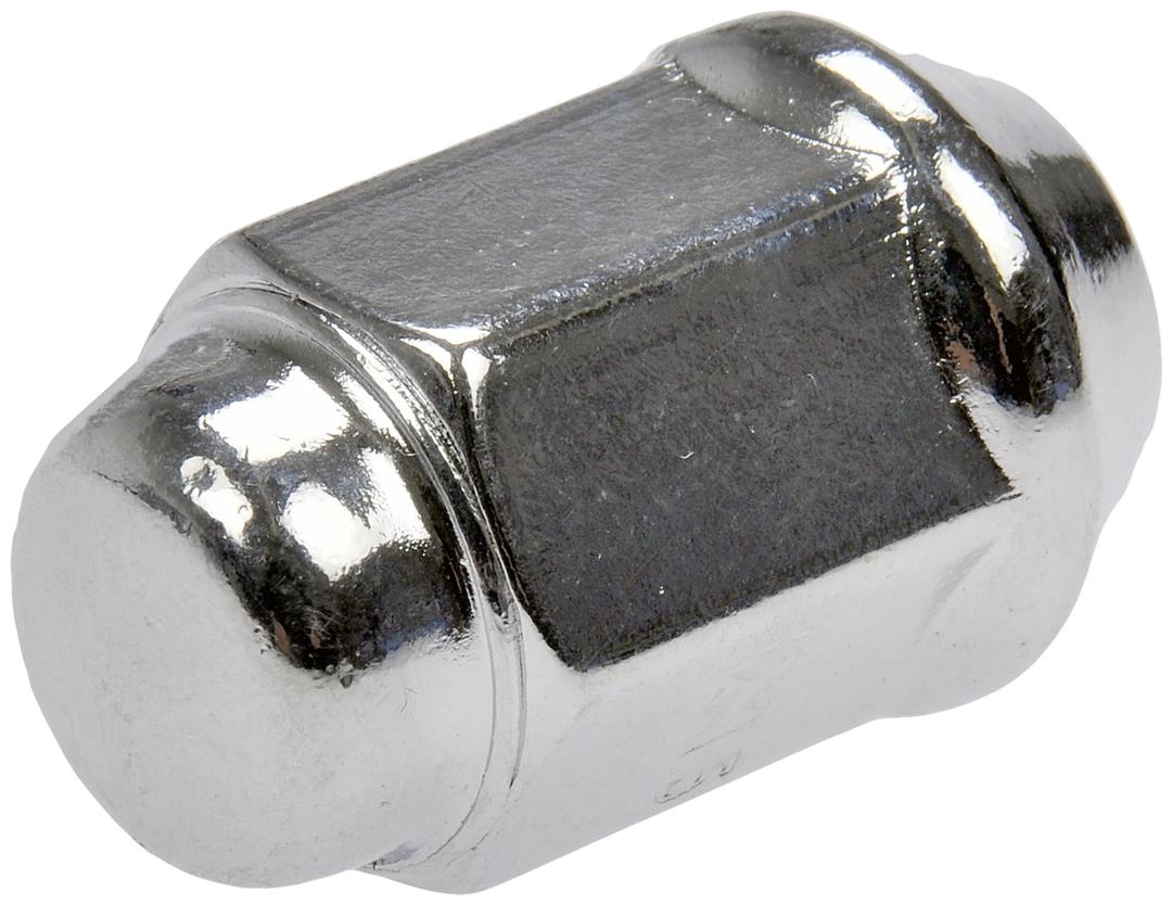 Lug Nut OE Replacement; 1.417 Inch Overall Length; 19 Millimeter Hex Size; 60 Degree Conical Seat; Boxed; Chrome; Closed End; Direct Replacement; Dome Top Capped Nut; M12-1.50 Thread Size; Right Hand Thread; Set of 10; Steel