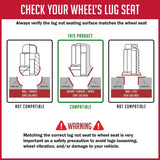 Lug Nut 5 Lug Kit; 14 Millimeter x 1.5 Thread Size; 60 Degree Conical; Acorn; 1.66 Inch Overall Length; 7/8 Inch Hex Size; With 20 Black Steel Lug Nuts