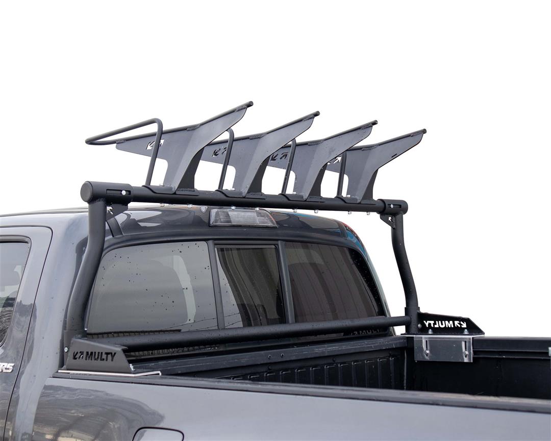 Bike Rack Bed Mount; Holds 2 Bikes Vertically; Cradle System With Straps; Non-Foldable; Texture Black Powder Coated; Aluminum; Additional Bike Rack Cradles Are Sold Separately To Carry Up To 4 Bikes