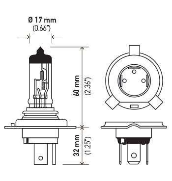 Headlight Bulb 9003/ HB2; Halogen Bulb; 60/ 55 Watt; 12 Volt; Clear Beam Color; 1100/ 1815 Lumens; 3600K Light Color Temperature; Single; DOT/SAE Compliant