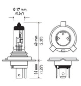 Headlight Bulb 9003/ HB2; Halogen Bulb; 60/ 55 Watt; 12 Volt; Clear Beam Color; 1100/ 1815 Lumens; 3600K Light Color Temperature; Single; DOT/SAE Compliant