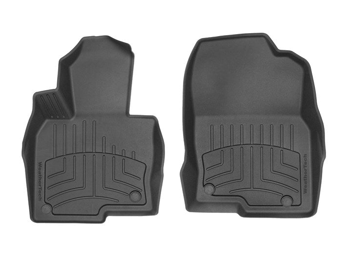 Floor Liner Molded Fit With Underside Nibs; With Channels And Reservoir To Direct And Hold Fluids With Embossed WeatherTech Logo; Black; Thermoplastic Elastomer (TPE) Injection Molded Material; 2 Piece