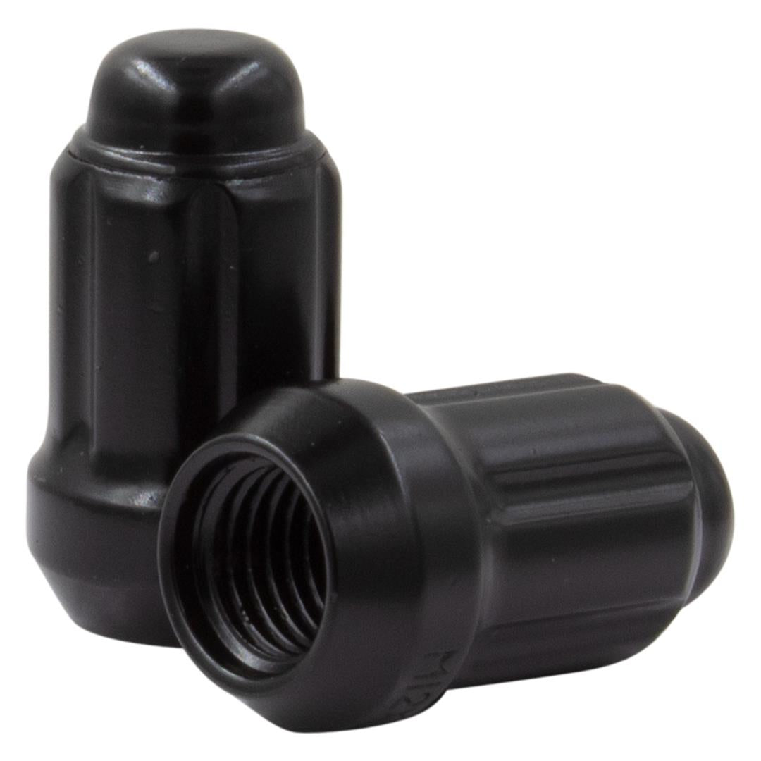 Lug Nut 12 Millimeter X 1.5 Thread Size; 60 Degree Conical Bulge; Acorn; 1.38 Inch Overall Length; Spline Drive; Requires 6 Spline Tool (See Required Parts); Black; Carbon Steel; Single