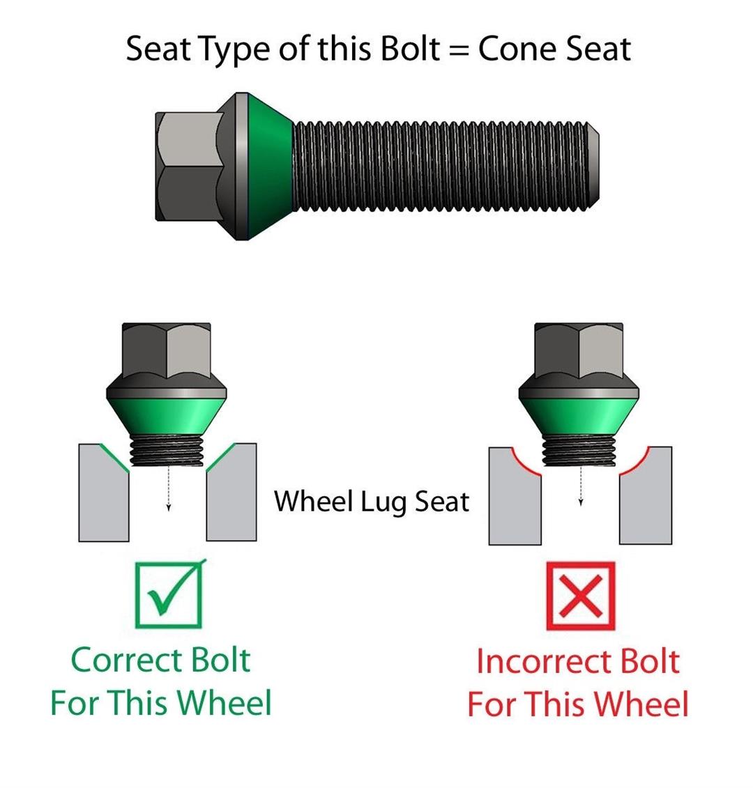 Lug Bolt 5 Lug Kit; 14 Millimeter x 1.5 Thread Size; 60 Degree Conical; Spline Drive; Acorn Duplex; 1.10 Inch Shank Length; 2.24 Inch Overall Length; 6 Spline Tool; With 20 Chrome Plated Carbon Steel Lug Bolts