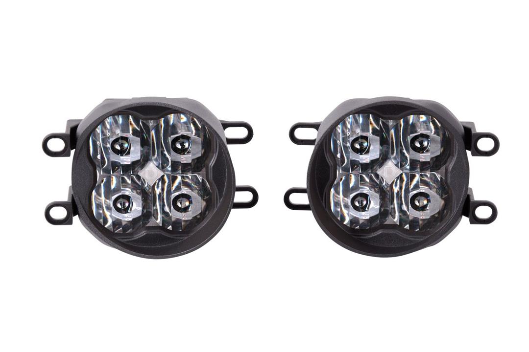 Driving/ Fog Light LED Bulb; Clear Bulbs; 3 Inch Round; 14.5 Watt Bulbs Amp Draw 1.1 AMP At 13.2 Volt; 20x8 Degree Driving Beam; 1520 Effective Lumens; Polycarbonate Clear Lens; Black Housing; Set Of 2 Lights With 2 H 11 DT Adapters/ Mounting Brackets And