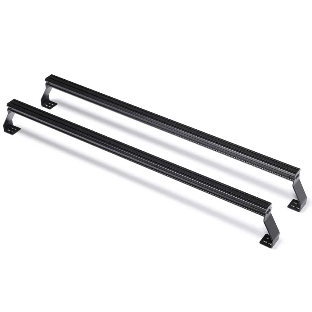 Bed Cargo Rack Cross Bar For Use With Putco VentureTEC * Bed Rack; 500 Pound Statics/ 300 Pound Dynamic/ 150 Pound Off-Road Dynamic Weight Capacity; 4 Foot Length; Powder Coated; Black; Aluminum; Set Of 2