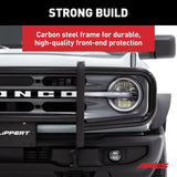 Grille Guard Powder Coated; Black; Steel; With Brush Guard; Without Skid Plate; Without Step Plate