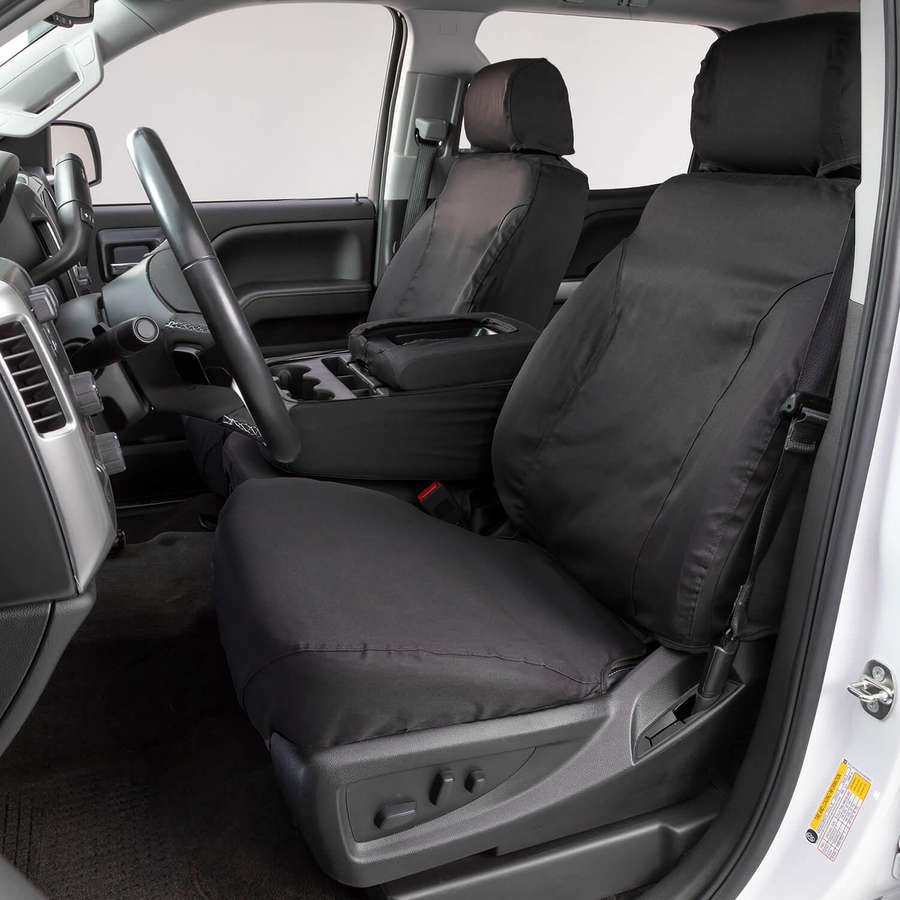 Seat Cover Seat Style C - Bucket With Adjustable Headrests; Polycotton; Charcoal Black; Set Of 2