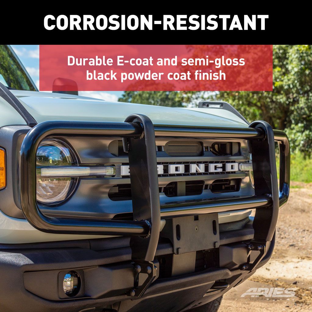 Grille Guard Powder Coated; Black; Steel; With Brush Guard; Without Skid Plate; Without Step Plate