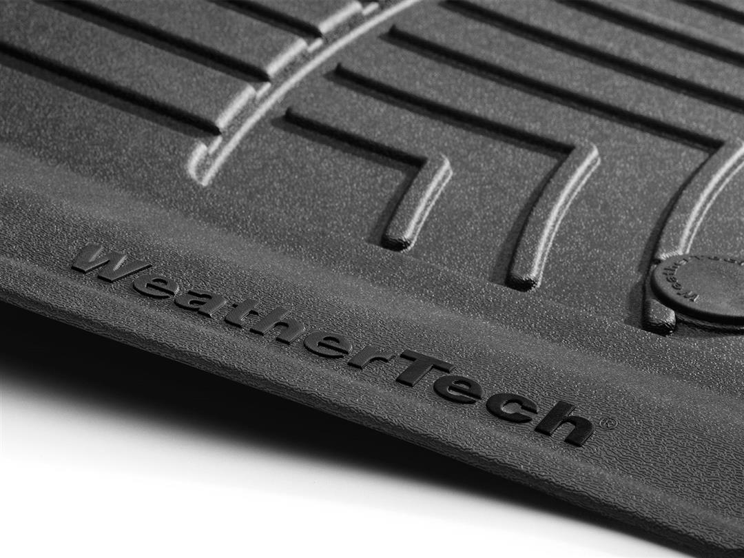 Floor Liner Molded Fit; With Channels And Reservoir To Direct And Hold Fluids With Applied WeatherTech Logo; Black; Thermoplastic Polyolefin (TPO) Vacuum Formed Material; 2 Piece