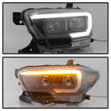 xTune 16-18 Toyota Tacoma SR/SR5 DRL Proj Headlights w/Turn Signal - Blk (PRO-JH-TTA16-SR-BK) 