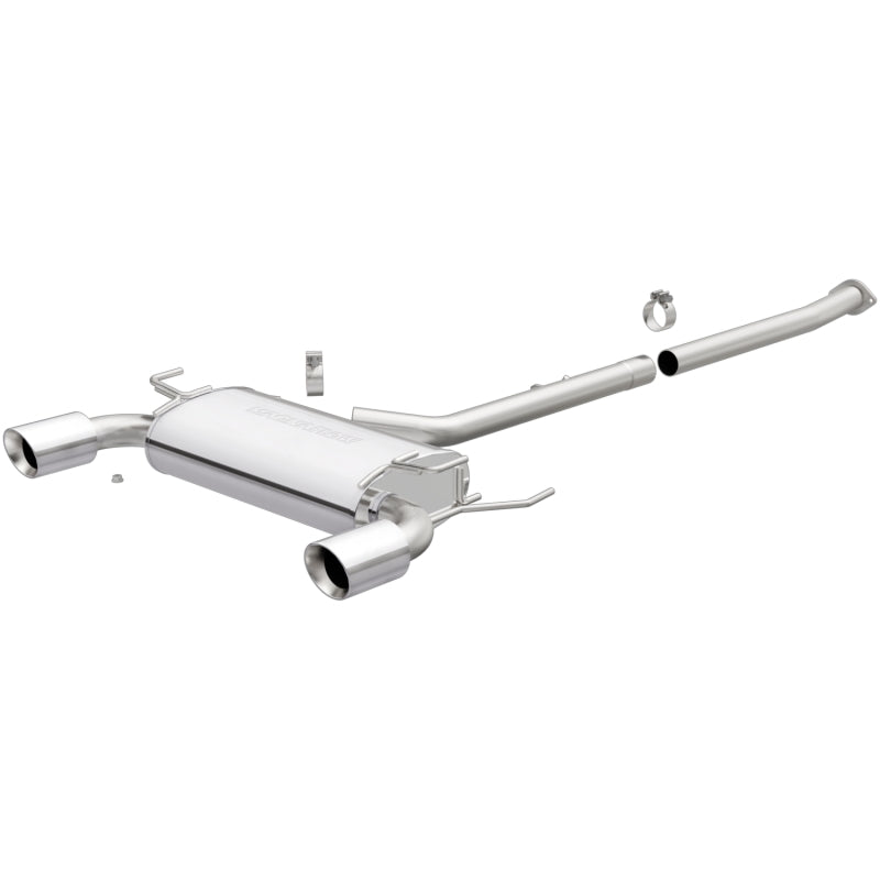 MagnaFlow Sys CB 03- Infiniti G35 Coupe 3.5L exhaust kit with polished dual split rear exits and mandrel bent piping.