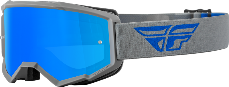 Fly Racing Fly Racing 37-51714 Youth Zone Goggle Grey/Blue W/ Sky Blue Mirror/Smoke Lens