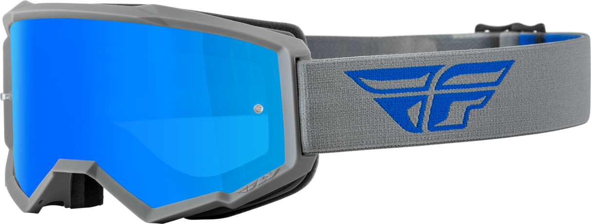 Fly Racing Fly Racing 37-51714 Youth Zone Goggle Grey/Blue W/ Sky Blue Mirror/Smoke Lens