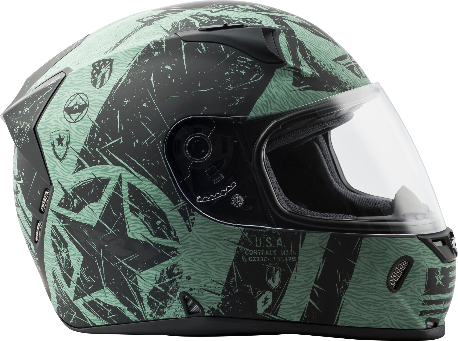 FLY RACING Helmet: Revolt Liberator Helmet Matte Black/Green Xs