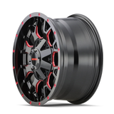 Mayhem 8015 Warrior 18x9 / 5x127 BP / 18mm Offset / 87mm Hub Black w/ Prism Red Wheel
