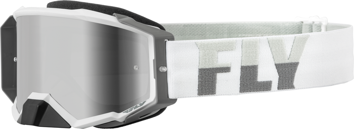 Fly Racing Fly Racing 37-51896 Zone Pro Goggle White/Grey W/ Silver Mirror/Smoke Lens