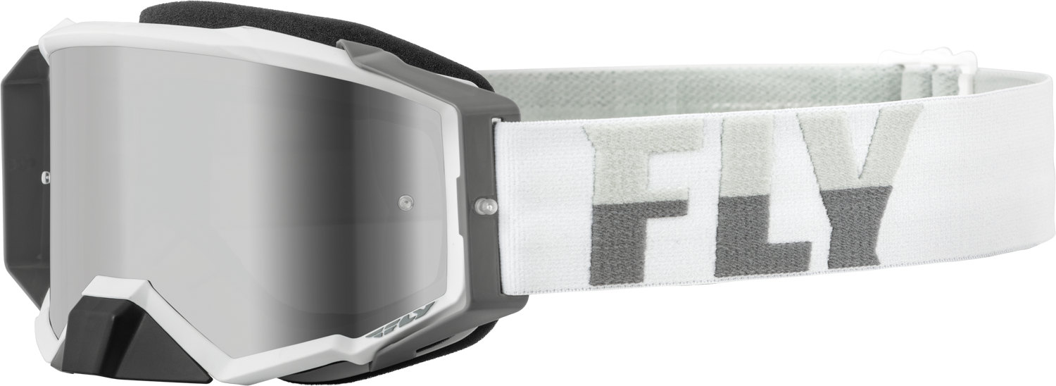 Fly Racing Fly Racing 37-51896 Zone Pro Goggle White/Grey W/ Silver Mirror/Smoke Lens