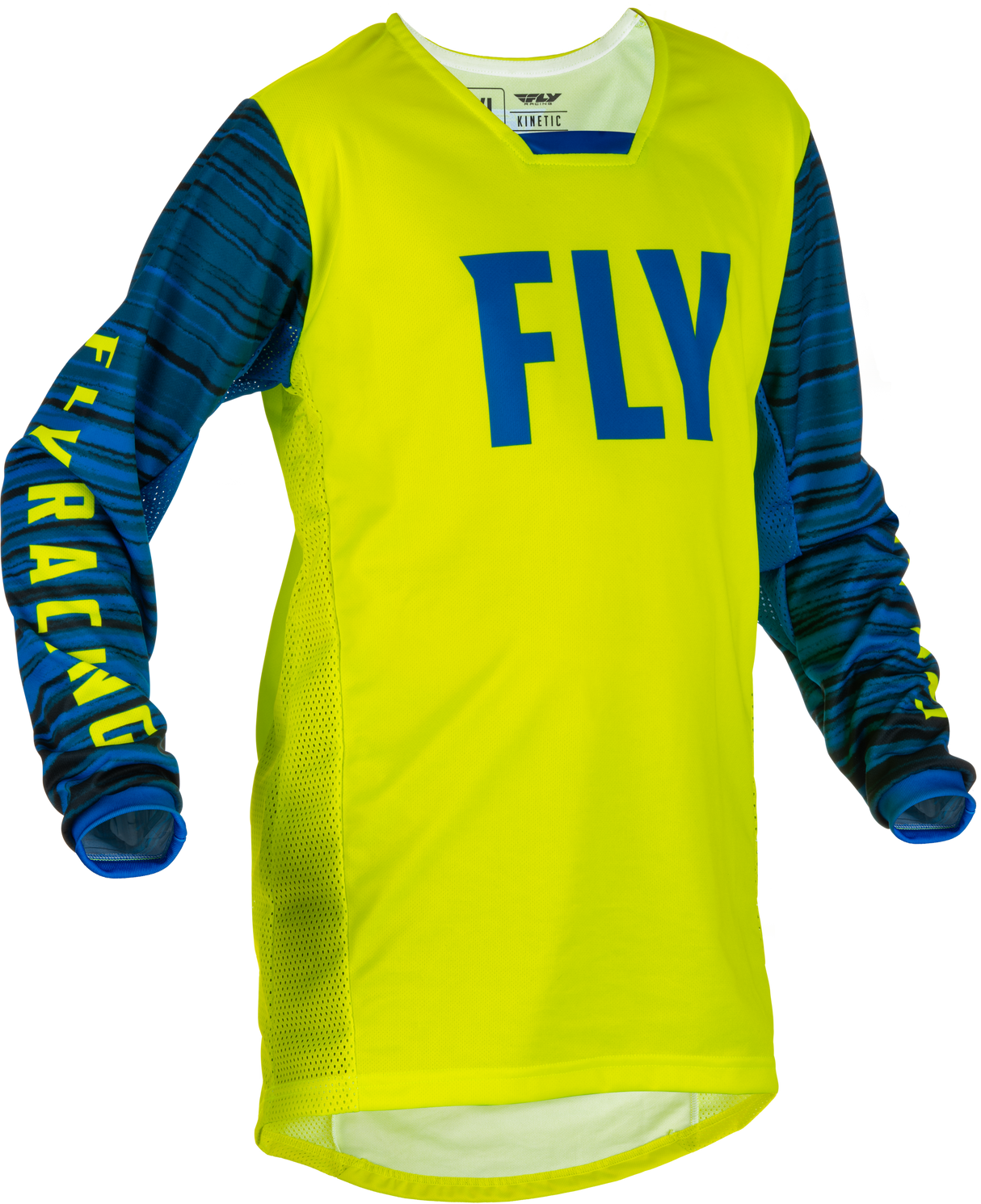 Fly Racing Fly Racing 375-525YL Youth Kinetic Wave Jersey Hi-Vis/Blue Yl