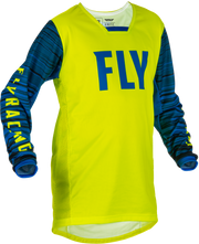 Fly Racing Fly Racing 375-525YX Youth Kinetic Wave Jersey Hi-Vis/Blue Yx