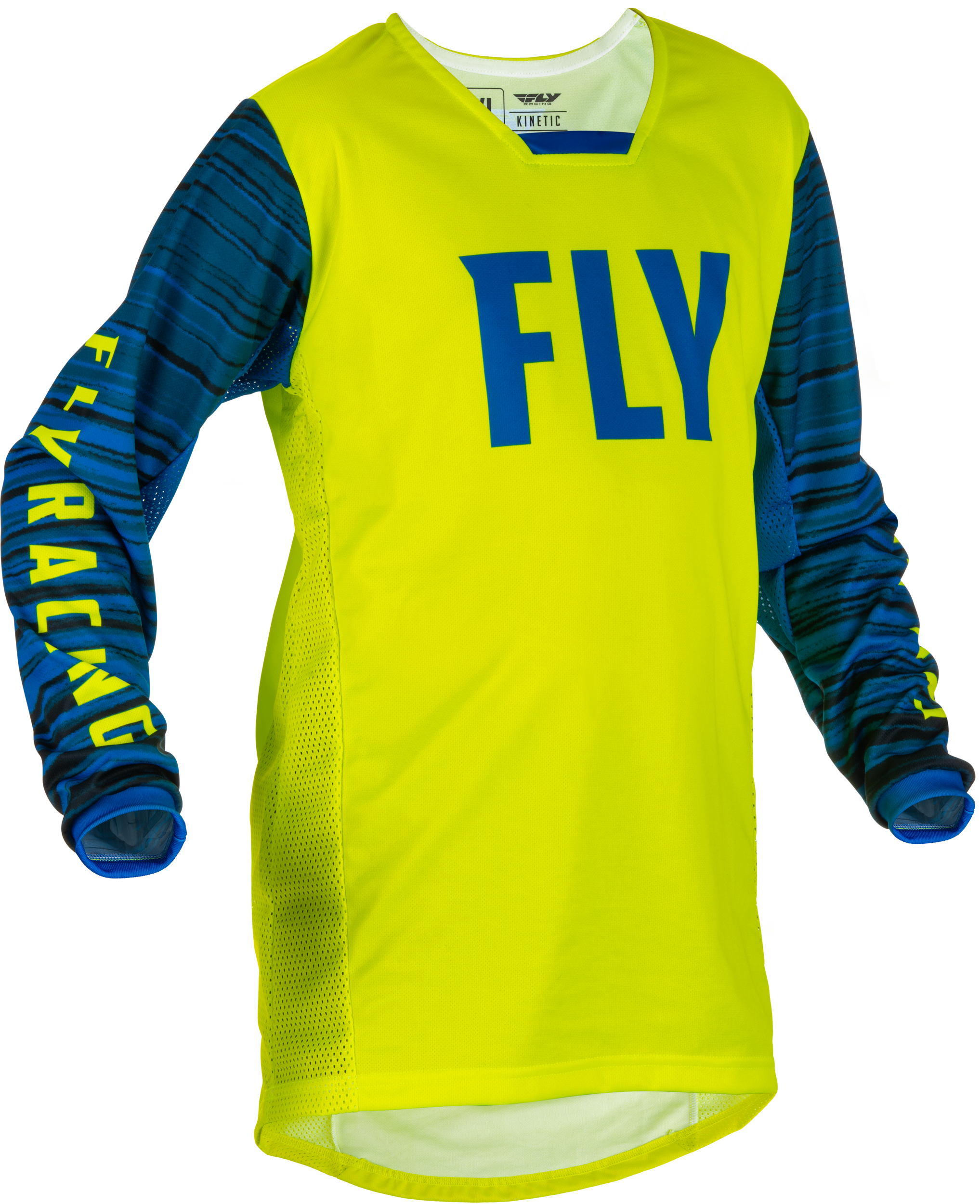 Fly Racing Fly Racing 375-525YX Youth Kinetic Wave Jersey Hi-Vis/Blue Yx