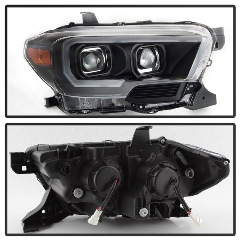 xTune 16-18 Toyota Tacoma SR/SR5 DRL Proj Headlights w/Turn Signal - Blk (PRO-JH-TTA16-SR-BK) 