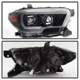 xTune 16-18 Toyota Tacoma SR/SR5 DRL Proj Headlights w/Turn Signal - Blk (PRO-JH-TTA16-SR-BK) 